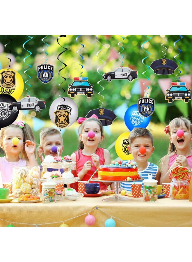 Sumind 32 Pieces Police Birthday Party Decorations Set Swirls Including 20 Latex Balloons 2 Banners 10 Hanging For Themed - Image 5