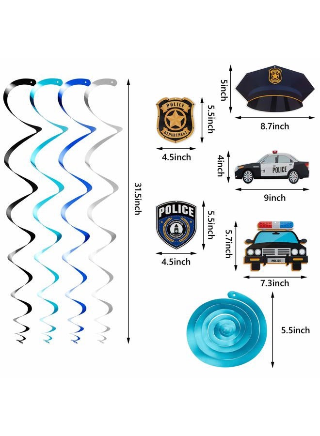 Sumind 32 Pieces Police Birthday Party Decorations Set Swirls Including 20 Latex Balloons 2 Banners 10 Hanging For Themed - Image 3