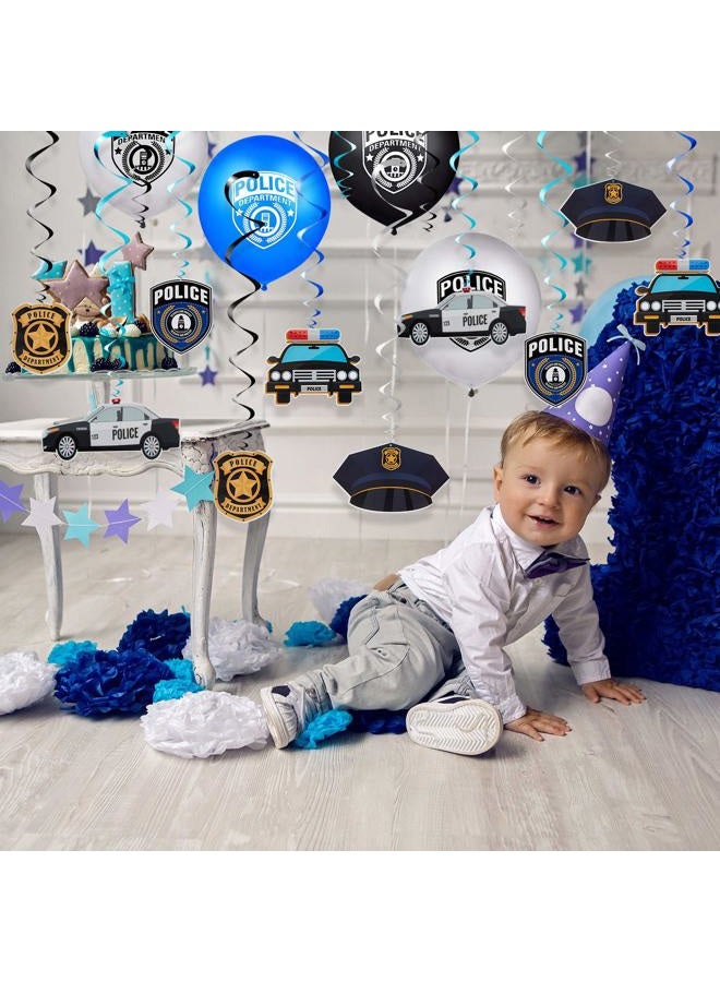 Sumind 32 Pieces Police Birthday Party Decorations Set Swirls Including 20 Latex Balloons 2 Banners 10 Hanging For Themed - Image 4