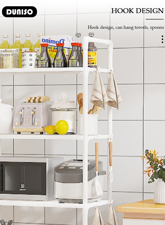 DUNISO 5 Tier Storage Shelves, Stable Kitchen Shelf Organizer, Storage Rack with Armrests, Removable Free Standing Rack with Hooks, Multipurpose Rack, Shelving Unit for Laundry Room,Living Room,Garage,Pantry,Study Room  - Image 5