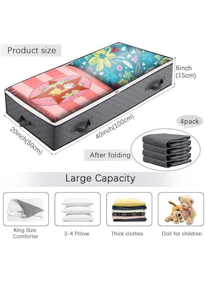 HOOKOR - Under Bed Storage Containers, Closet Organizers and Storage Bins, 4 Pack Collapsible Underbed Storage Bags for Blankets, Towels, Comforter, Sweaters, Linen Sheets (32-01-4p) - Image 1