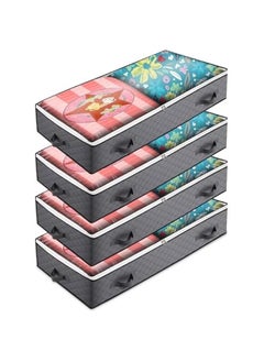 Under Bed Storage Containers, Closet Organizers and Storage Bins, 4 Pack Collapsible Underbed Storage Bags for Blankets, Towels, Comforter, Sweaters, Linen Sheets (32-01-4p)