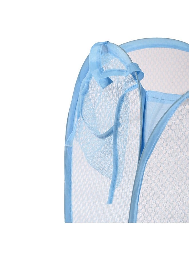 Kuber Industries Pack of 2 Unwashed Clothes Storage Basket | Foldable Laundry Basket for Clothes | Mesh Laundry Bag | Collapsible & Portable | 20 LTR | Blue - Image 3