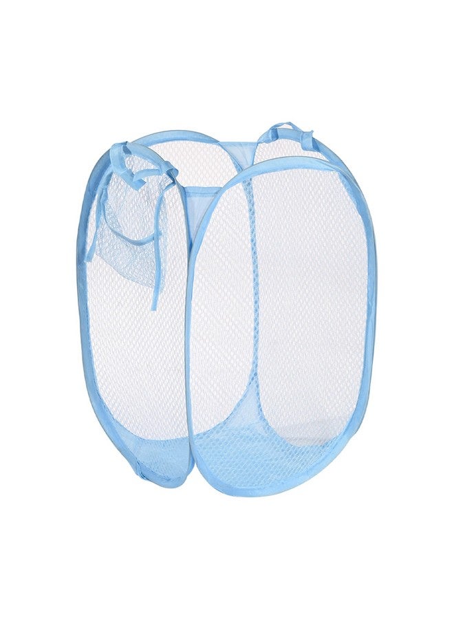 Kuber Industries Pack of 2 Unwashed Clothes Storage Basket | Foldable Laundry Basket for Clothes | Mesh Laundry Bag | Collapsible & Portable | 20 LTR | Blue - Image 2