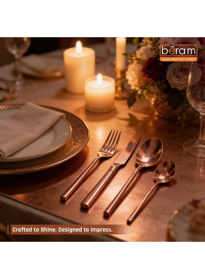 Beram Copper Craft Cutlery Set, Elegant Stainless Steel Flatware Set, 18/10 Grade, Kitchen Utensils Set, Tableware Set For Home, Restaurants, Hotels and More - Image 5