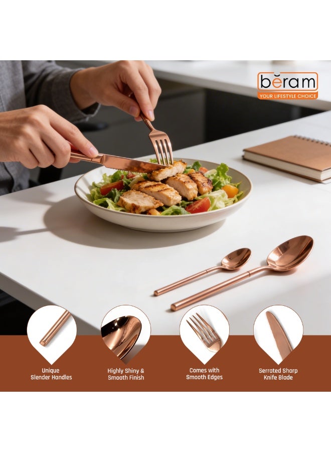 Beram Copper Craft Cutlery Set, Elegant Stainless Steel Flatware Set, 18/10 Grade, Kitchen Utensils Set, Tableware Set For Home, Restaurants, Hotels and More - Image 4