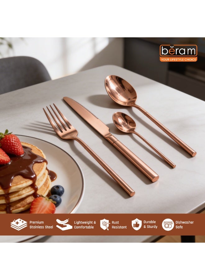 Beram Copper Craft Cutlery Set, Elegant Stainless Steel Flatware Set, 18/10 Grade, Kitchen Utensils Set, Tableware Set For Home, Restaurants, Hotels and More - Image 3