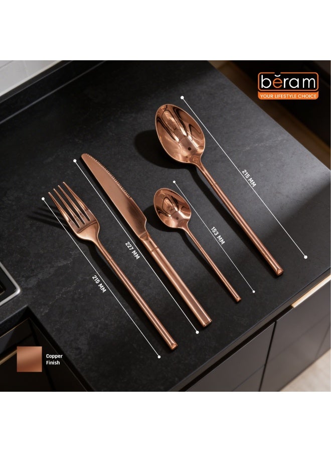 Beram Copper Craft Cutlery Set, Elegant Stainless Steel Flatware Set, 18/10 Grade, Kitchen Utensils Set, Tableware Set For Home, Restaurants, Hotels and More - Image 2