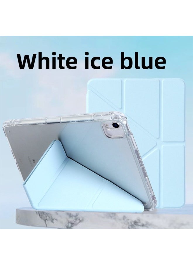 Generic - For IPad Flat Protective Cover Air6Y 3 Fold Acrylic Mini6 Flat Cover With Pen Slot Pro11-Color:White Ice Blue (1.5 Transparent/3+y)-Applicable Model:iPad Mini6( 8.3inch ) - Image 1