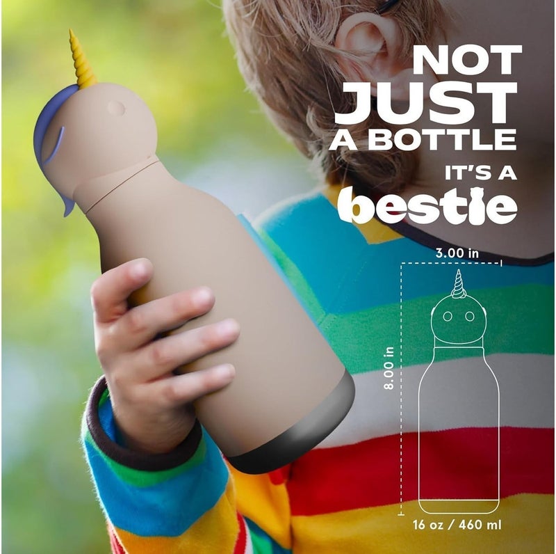 Asobu Unicorn Bestie Bottle 16oz Kids Insulated Water Bottle with Straw, Stainless Steel Vacuum Flask, Leak Proof, BPA Free, Keeps Drinks Cold 24H Hot 12H, Cute Bottle for Boys & Girls - Image 5