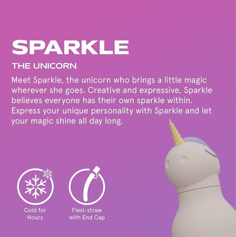 Asobu Unicorn Bestie Bottle 16oz Kids Insulated Water Bottle with Straw, Stainless Steel Vacuum Flask, Leak Proof, BPA Free, Keeps Drinks Cold 24H Hot 12H, Cute Bottle for Boys & Girls - Image 2
