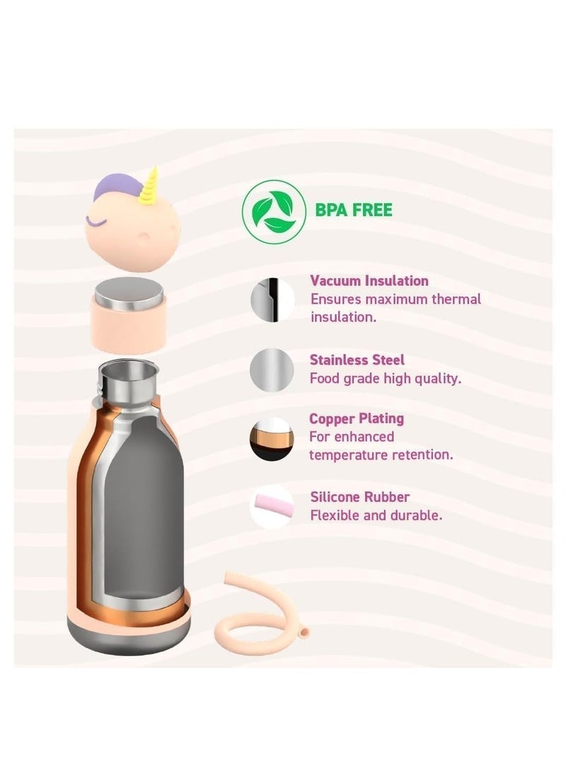 Asobu Unicorn Bestie Bottle 16oz Kids Insulated Water Bottle with Straw, Stainless Steel Vacuum Flask, Leak Proof, BPA Free, Keeps Drinks Cold 24H Hot 12H, Cute Bottle for Boys & Girls - Image 4