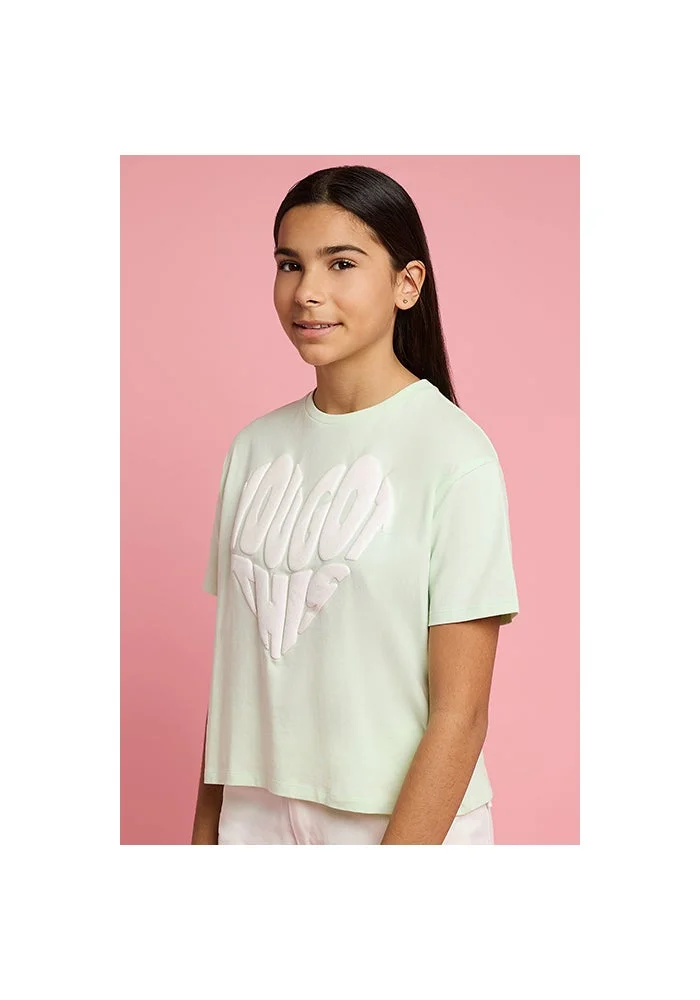 أر أند بي Typography Print T-Shirt with Crew Neck and Short Sleeves