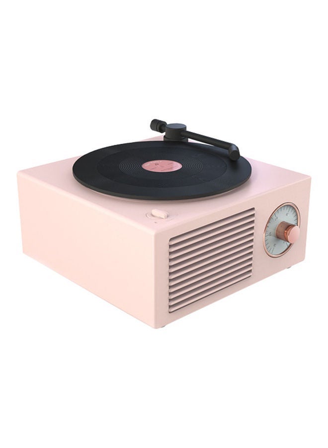NIBEMINENT Mini Retro Vinyl Record Wireless Bluetooth Speaker Pink 