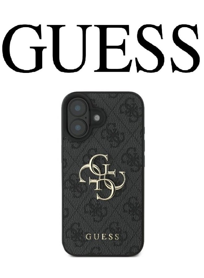 GUESS IPhone 16 cover, with a logo and a leather design approved by the global brand Guess. From CG-MOBILE. In Black - Image 1