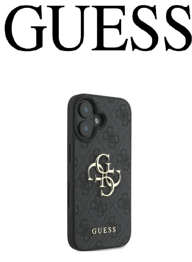 GUESS IPhone 16 cover, with a logo and a leather design approved by the global brand Guess. From CG-MOBILE. In Black - Image 3