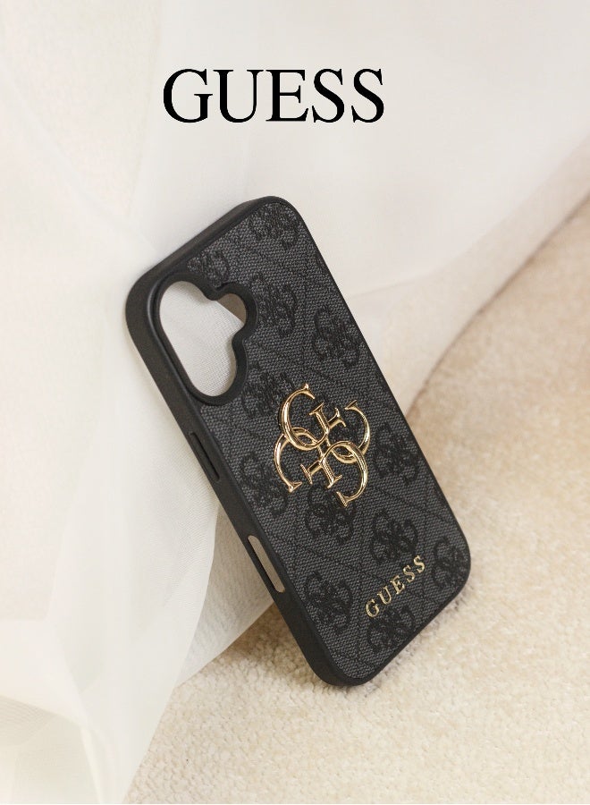 GUESS IPhone 16 cover, with a logo and a leather design approved by the global brand Guess. From CG-MOBILE. In Black - Image 4