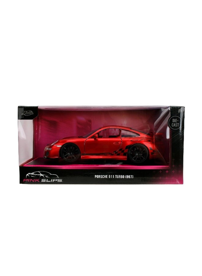 JADA Pink Slips Miami Showdown 2007 Porsche 911 Gt-3-997 Die-Cast Car (1:24, Red) - Image 1