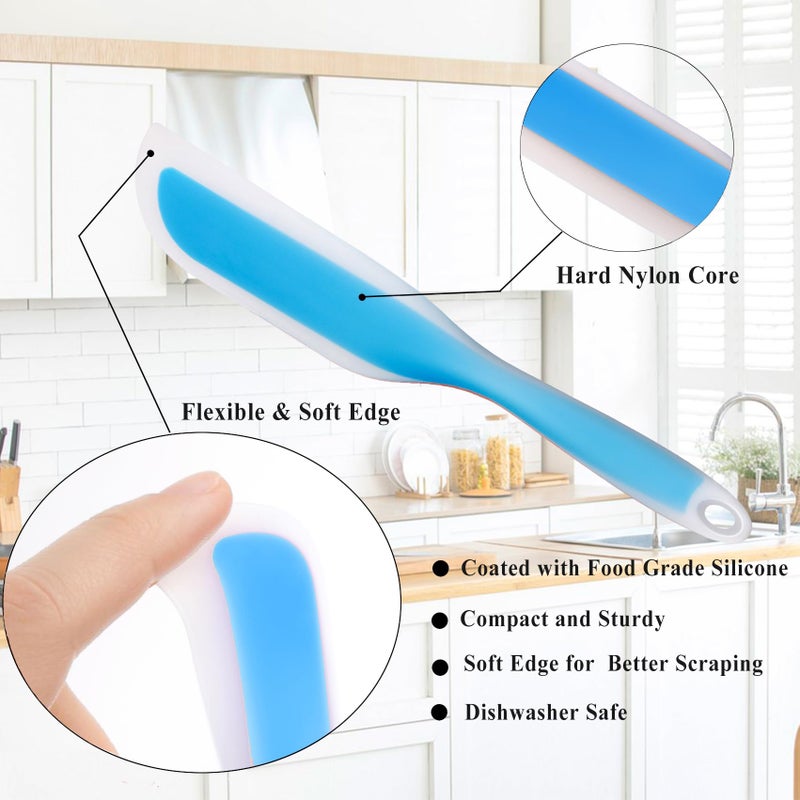 VINSTAR Nonstick Silicone Knife Shaped Flexible Kitchen Spatula Scraper Turner Kitchen Cooking Utensils With Nylon Core (Blue) - Image 3