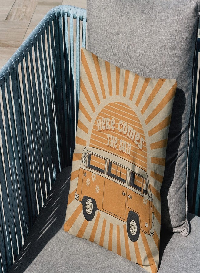 OFlich Sun Pillow, Sunshine Pillow,Bus Here Comes The Sun Pillow Covers 18x18,Retro Throw Pillows,Hippies Orange Sun Sunshine Decorative Cushion Cover for Home - Image 3