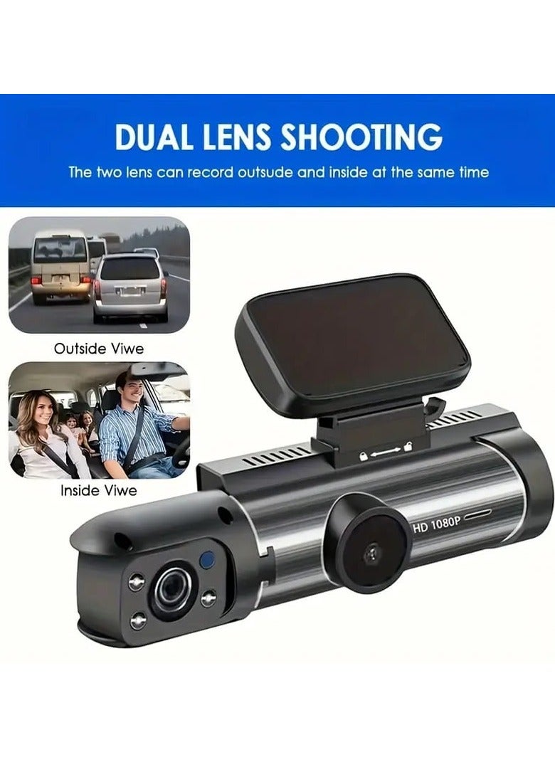 Dash Cam Rearview Mirror, Driving Recorder With Rear View Dual Camera Video Recording System Built in Wide Angle Lens With Motion Detect Parking Control Loop Record Support Black - Image 2