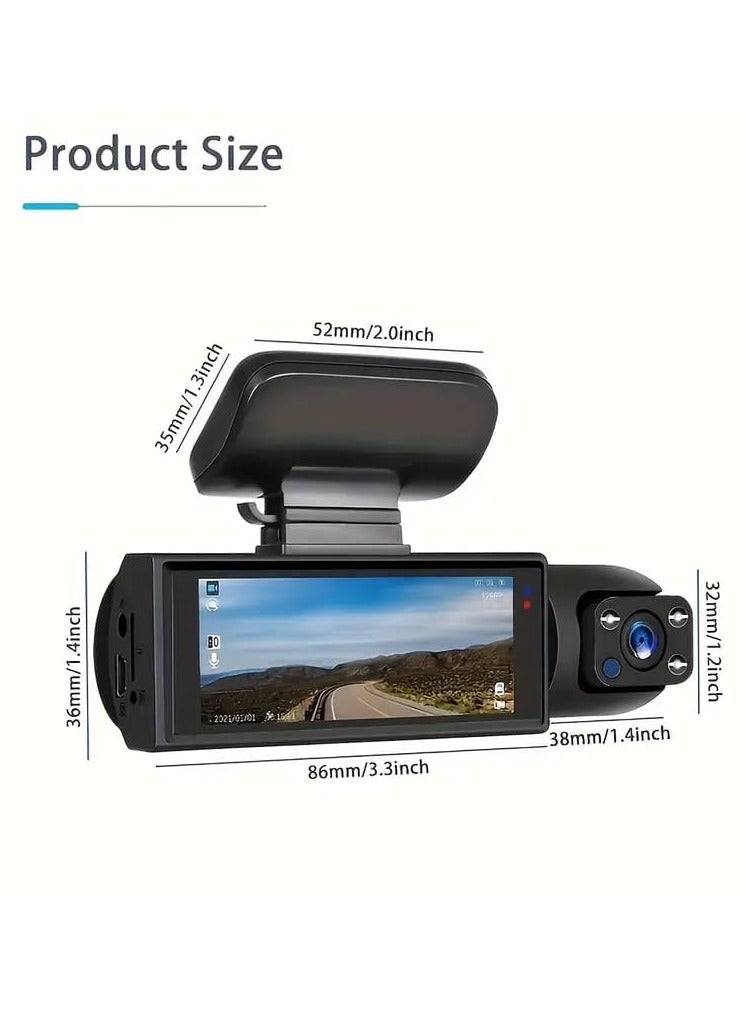 Dash Cam Rearview Mirror, Driving Recorder With Rear View Dual Camera Video Recording System Built in Wide Angle Lens With Motion Detect Parking Control Loop Record Support Black - Image 3