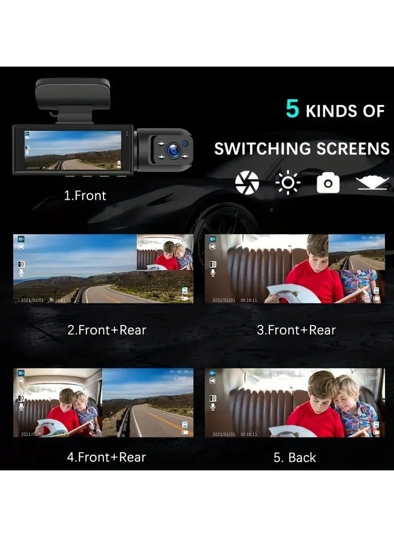 Dash Cam Rearview Mirror, Driving Recorder With Rear View Dual Camera Video Recording System Built in Wide Angle Lens With Motion Detect Parking Control Loop Record Support Black - Image 4