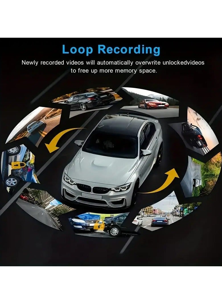 Dash Cam Rearview Mirror, Driving Recorder With Rear View Dual Camera Video Recording System Built in Wide Angle Lens With Motion Detect Parking Control Loop Record Support Black - Image 5