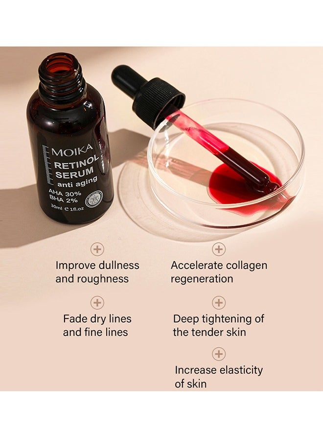 MOIKA - Retinol Seurm, Aging & firming Retinol Serum,BHA & AHA Hyaluronic Acid Anti-Aging Serum, Reduces Wrinkles, Fine Lines, Age Spots, Sun Spots, Anti Wrinkle Facial Serum 30ml - Image 1