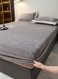 3-Piece Bedding Set, Thickened Milk Velvet Fitted Sheet Set, with 2 Pillowcases, Suitable for 2-Meter Bed (200*220cm)