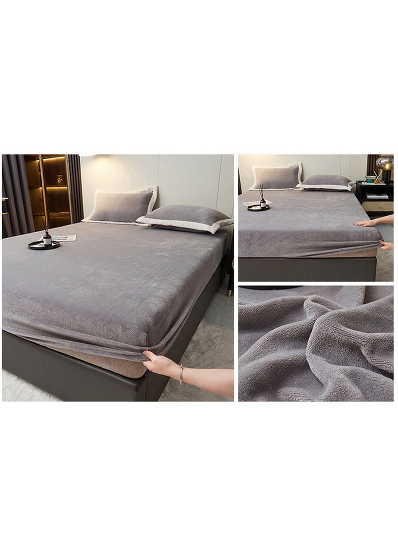 Sharpdo - 3-Piece Bedding Set, Thickened Milk Velvet Fitted Sheet Set, with 2 Pillowcases, Suitable for 2-Meter Bed (200*220cm) - Image 1