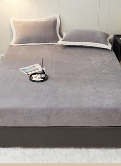 Sharpdo 3-Piece Bedding Set, Thickened Milk Velvet Fitted Sheet Set, with 2 Pillowcases, Suitable for 2-Meter Bed (200*220cm)  - Image 2