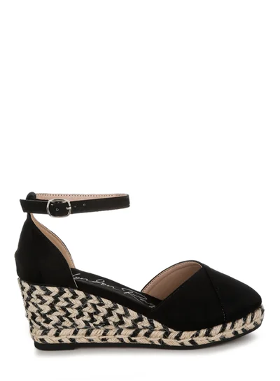 London Rag Wedge Heel Espadrilles Sandals in Black
