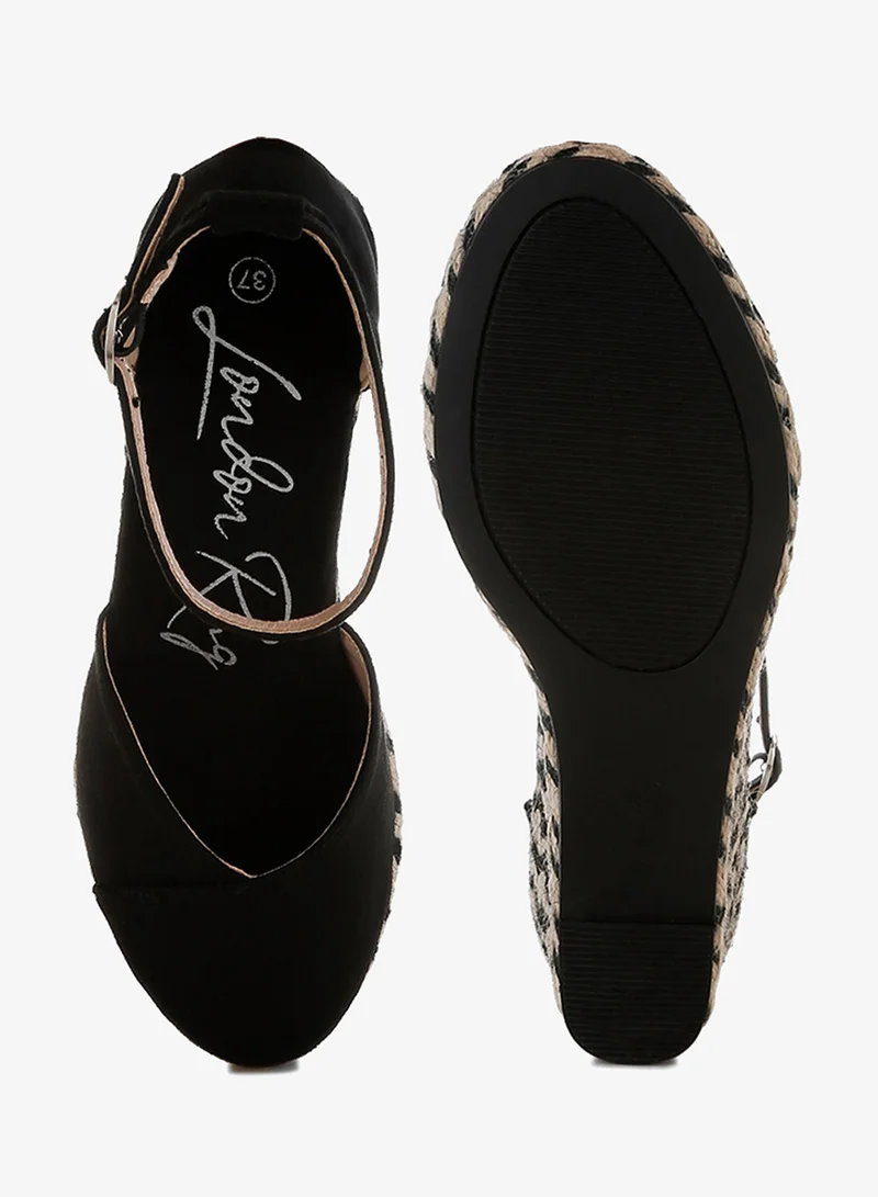لندن راج صندل إسبادريل بكعب إسفيني باللون الأسود