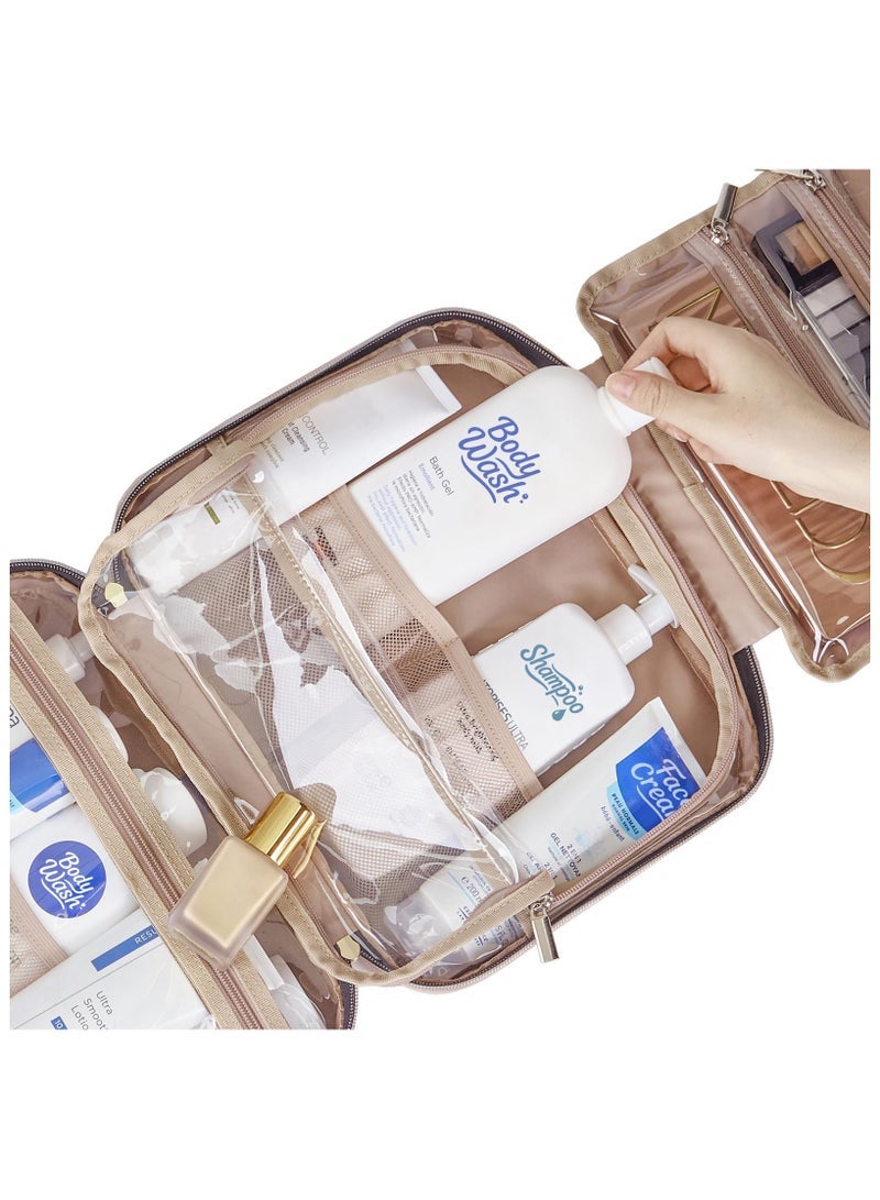 Noorly Travel Toiletry Bag for women, Portable Hanging Organizer for Full-Sized Shampoo, Conditioner, Brushes Set, Makeup Accessories - Image 4