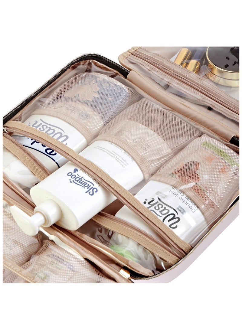 Noorly Travel Toiletry Bag for women, Portable Hanging Organizer for Full-Sized Shampoo, Conditioner, Brushes Set, Makeup Accessories - Image 5