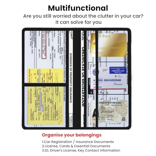 TILDOSAC Car Registration & Insurance Card Holder Leather Auto Glove Box Organizer Document Wallet with Magnetic Shut - Image 2