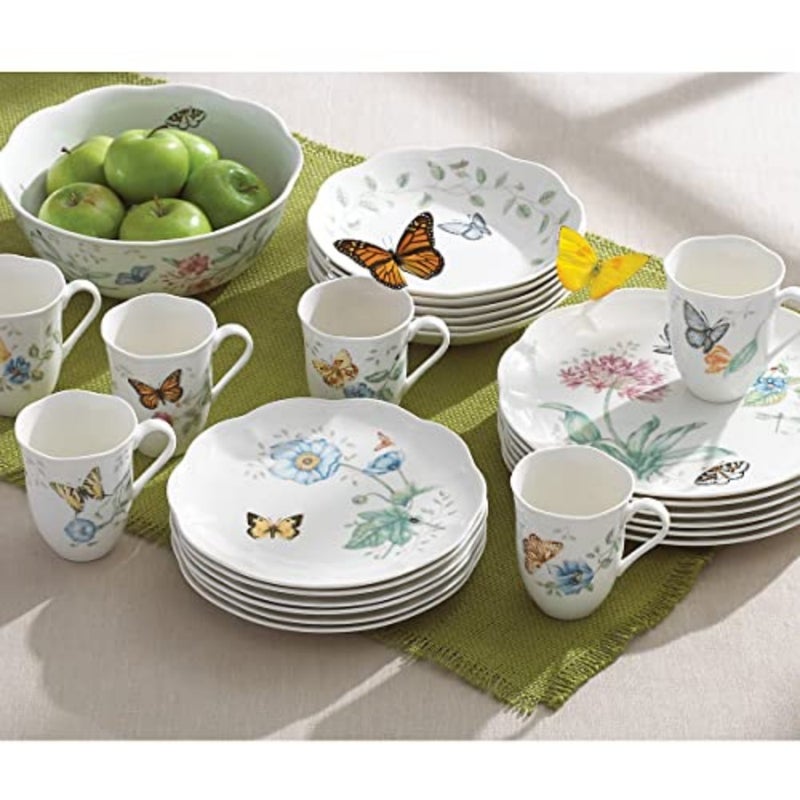 Butterfly Meadow Dinnerware Set for everyday dining, ceramic material, white color, chip-resistant and dishwasher-safe - Image 5