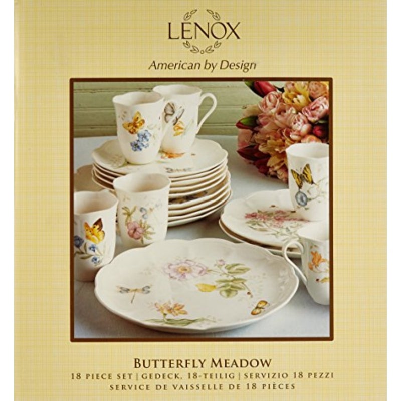 Butterfly Meadow Dinnerware Set for everyday dining, ceramic material, white color, chip-resistant and dishwasher-safe - Image 2