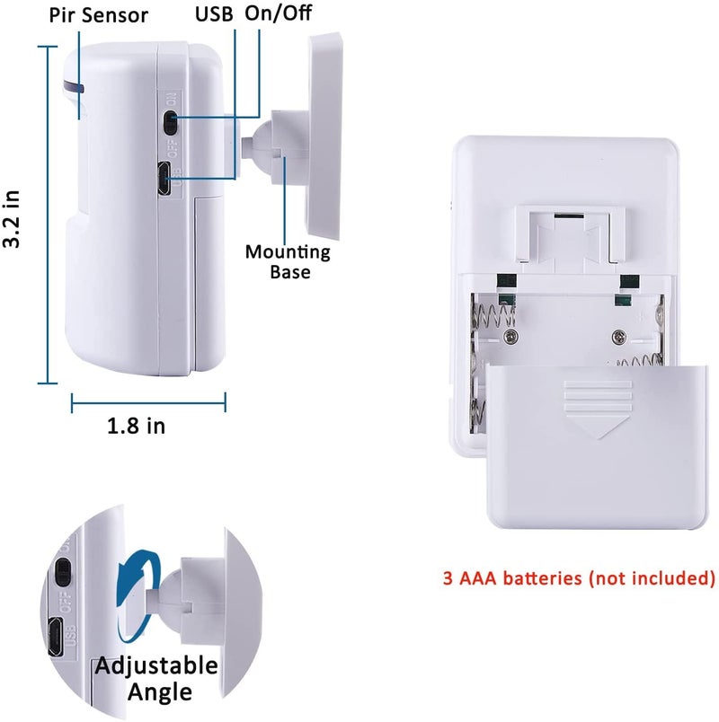 BESTOONE Motion Sensor Alarm, Long Range Wireless Driveway Alarm, Indoor Home Security System Electric Doorbells, 4 Motion Detector and 2 Alarm, 38 Chime Tunes, LED Indicator - Image 3