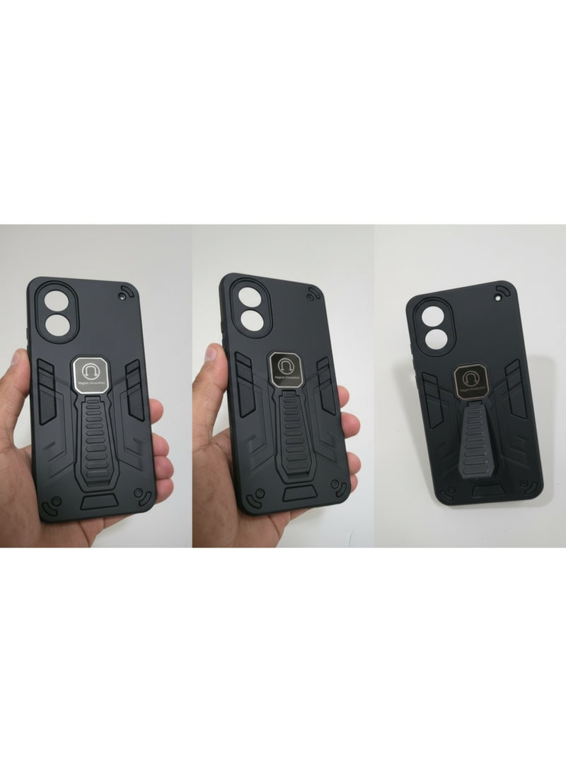 غطاء خلفي متين للغاية ومقاوم للصدمات، مزود بمسند مدمج ولاصق مغناطيسي. متوافق مع هاتف أوبو رينو 8T 4G، خيار ممتاز لمن يقدرون الفخامة. - Image 1