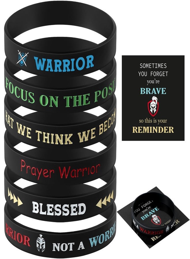 Seenelling مجموعة سيلينج من 7 قطع من أساور المعصم التحفيزية للرجال، مصنوعة من المطاط، أساور سيليكون تحفيزية مع اقتباسات ملهمة، سوار مطاطي أسود مقاوم للماء للرجال والمراهقين، هدية ملهمة تشجع على الشجاعة والتركيز - Image 1