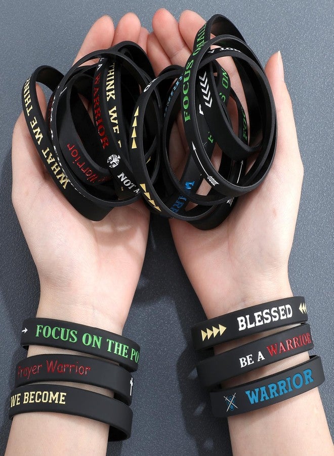 Seenelling مجموعة سيلينج من 7 قطع من أساور المعصم التحفيزية للرجال، مصنوعة من المطاط، أساور سيليكون تحفيزية مع اقتباسات ملهمة، سوار مطاطي أسود مقاوم للماء للرجال والمراهقين، هدية ملهمة تشجع على الشجاعة والتركيز - Image 3