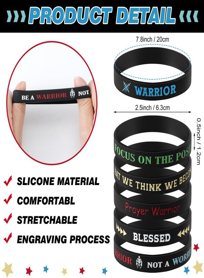 Seenelling مجموعة سيلينج من 7 قطع من أساور المعصم التحفيزية للرجال، مصنوعة من المطاط، أساور سيليكون تحفيزية مع اقتباسات ملهمة، سوار مطاطي أسود مقاوم للماء للرجال والمراهقين، هدية ملهمة تشجع على الشجاعة والتركيز - Image 2
