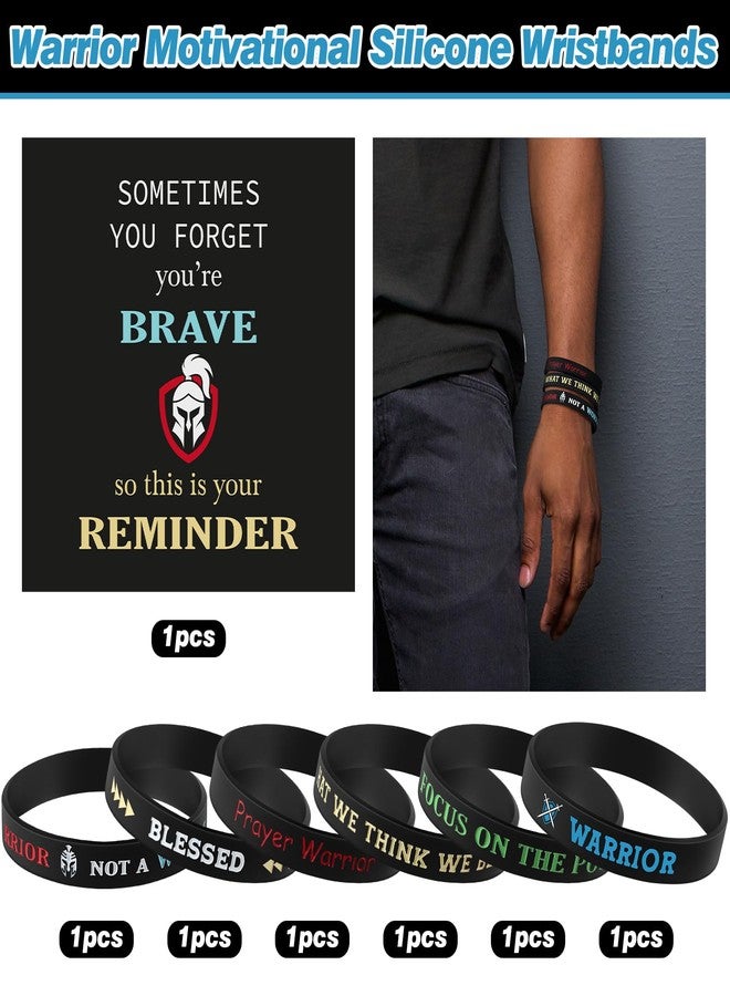 Seenelling مجموعة سيلينج من 7 قطع من أساور المعصم التحفيزية للرجال، مصنوعة من المطاط، أساور سيليكون تحفيزية مع اقتباسات ملهمة، سوار مطاطي أسود مقاوم للماء للرجال والمراهقين، هدية ملهمة تشجع على الشجاعة والتركيز - Image 4