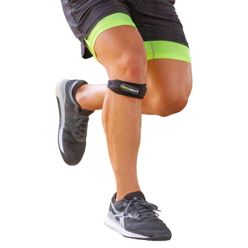 BraceAbility Patella Tendon Knee Strap - Large Patellar Tendonitis Stabilizer Brace with Adjustable Band for Jumpers Knee, Osgood Schlatter, Running, Hiking, Basketball, Volleyball, Soccer (L) - Image 1