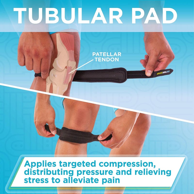 BraceAbility Patella Tendon Knee Strap - Large Patellar Tendonitis Stabilizer Brace with Adjustable Band for Jumpers Knee, Osgood Schlatter, Running, Hiking, Basketball, Volleyball, Soccer (L) - Image 3