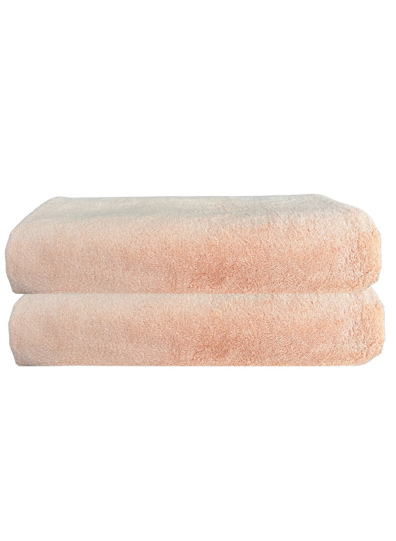 Pearl Coast 2 Pieces Oversized Beige Pool Towel Set 90x180cm Extra Large Premium Cotton 600 GSM Ultra Soft and Highly Absorbent Hotel And Spa Quality Towels - Image 1