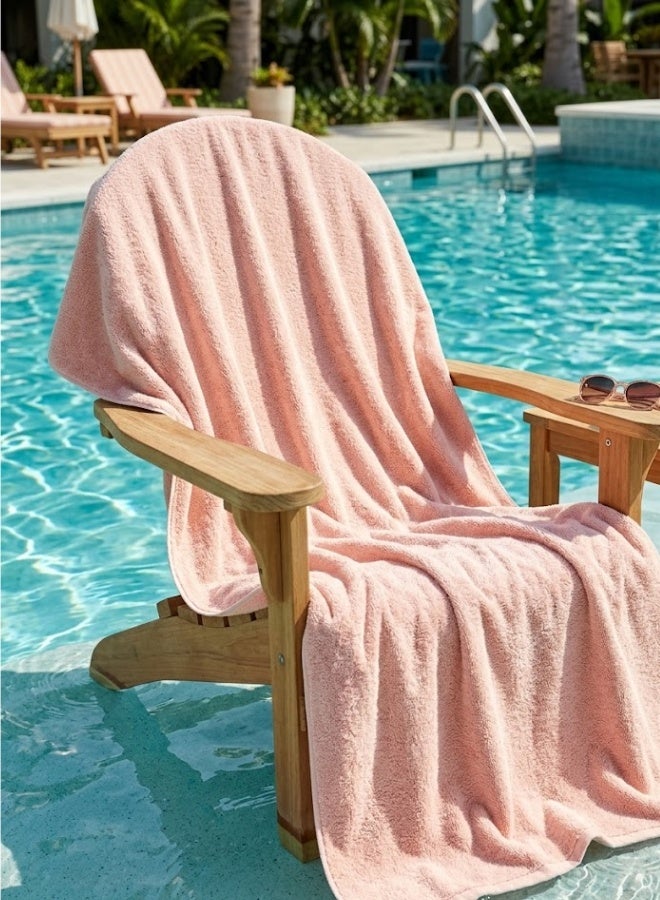 بيرل كوست انترناشيونال Pearl Coast Oversized Beach Towel Set (Pack of 2) | 90x180cm | Extra Large | Premium Cotton | 550 GSM | Super Soft and Highly Absorbent | Hotel And Spa Quality Towels Beige - Image 4