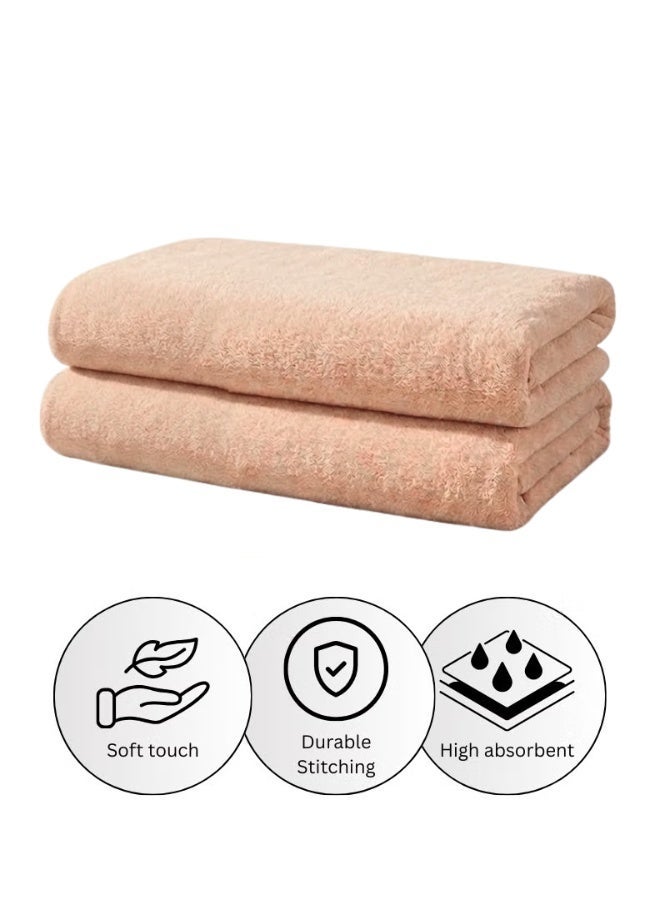 بيرل كوست انترناشيونال Pearl Coast Oversized Beach Towel Set (Pack of 2) | 90x180cm | Extra Large | Premium Cotton | 550 GSM | Super Soft and Highly Absorbent | Hotel And Spa Quality Towels Beige - Image 3